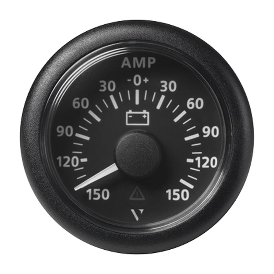 VL AFTERMARKET AMMETER - A - SINGLE SCALE 150 A - +150 A - 60 MV - DOUBLE LENS - ROUND BLACKBEZEL
